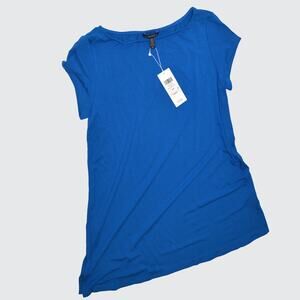 Eileen Fisher Small Women's blue viscose jersey tee shirt catalina Bateau Tunic